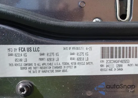 2015 Chrysler 300 Limited from USA, damaged, VIN 2C3CCAAGXFH829253